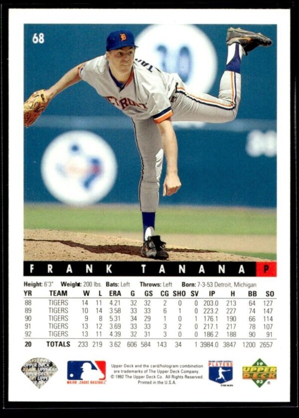 1993 Upper Deck Detroit Tigers #68 Frank Tanana
