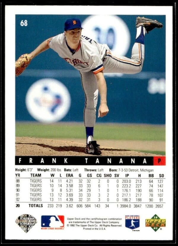 1993 Upper Deck Detroit Tigers #68 Frank Tanana