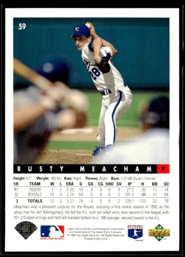 1993 Upper Deck Kansas City Royals #59 Rusty Meacham