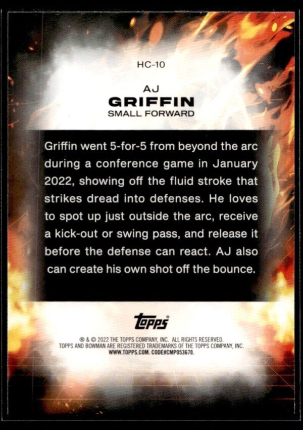 2002 Bowman University  #HC-10 AJ Griffin