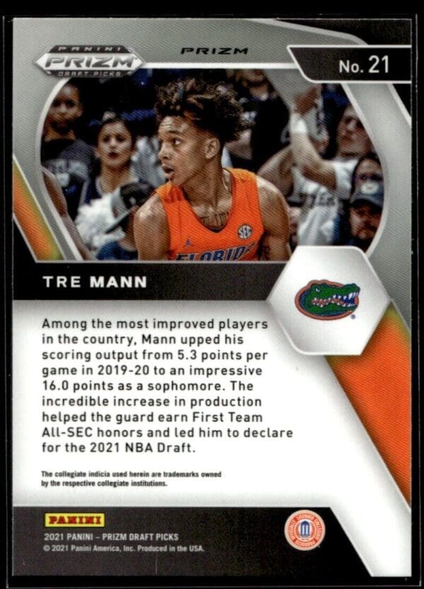 2021 Panini Prizm Draft Picks Oklahoma City Thunder #21 Tre Mann Orange Cracked