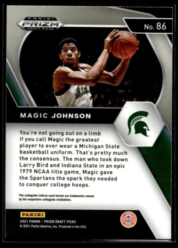 2021 Panini Prizm Draft Picks Michigan State Spartans #86 Magic Johnson