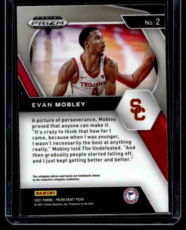 2021 Panini Prizm Draft Picks USC Trojans #2 Evan Mobley RC Rookie