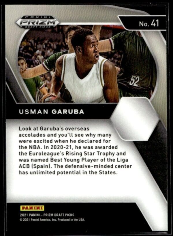 2021 Panini Prizm Draft Picks Real Madrid #41 Usman Garuba RC Rookie