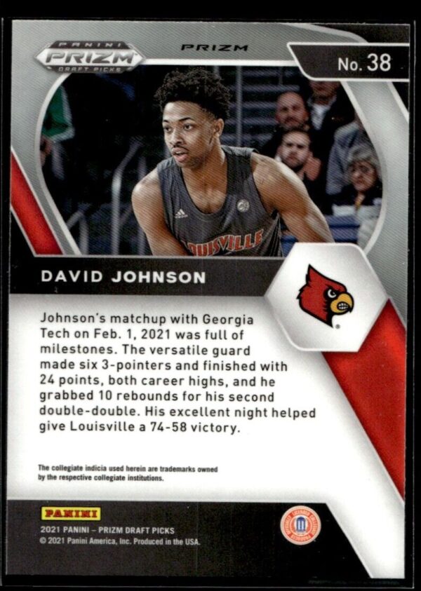 2021 Panini Prizm Draft Picks Louisville Cardinals #38 David Johnson RC Rookie O
