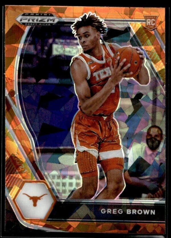 _10 2021 Panini Prizm Draft Picks Texas Longhorns #27 Greg Brown III RC Rookie Orang