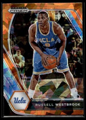 _10 2021 Panini Prizm Draft Picks UCLA Bruins #54 Russell Westbrook Orange Cracked I