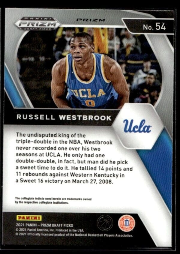 _10 2021 Panini Prizm Draft Picks UCLA Bruins #54 Russell Westbrook Orange Cracked I