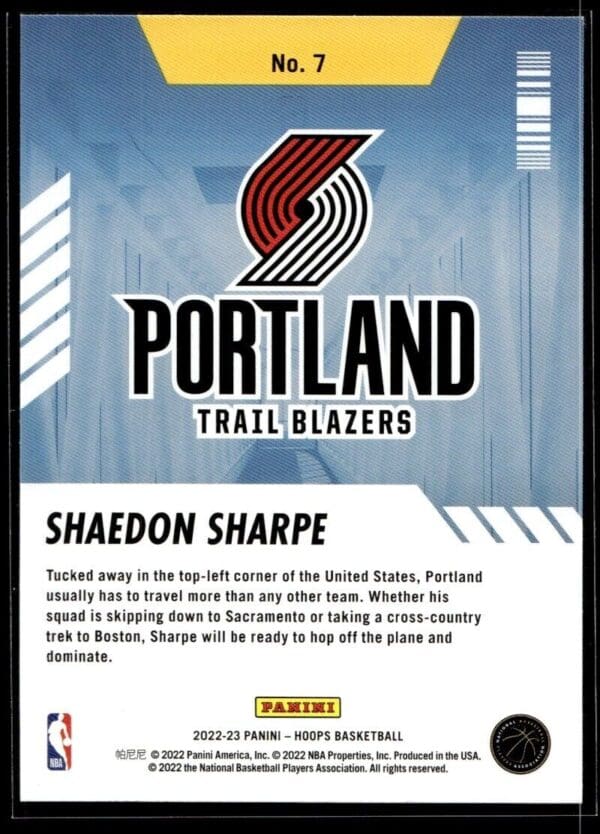 _10 2022 Hoops Arriving Now Portland Trail Blazers #7 Shaedon Sharpe