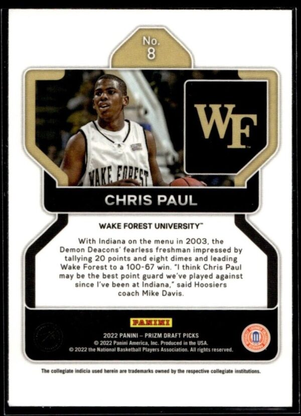 2022 Panini Prizm Draft Picks Wake Forest University #8 Chris Paul