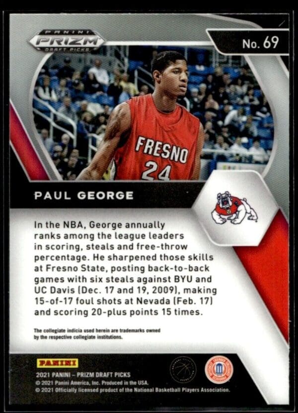 2021 Panini Prizm Draft Picks Fresno State Bulldogs #69 Paul George