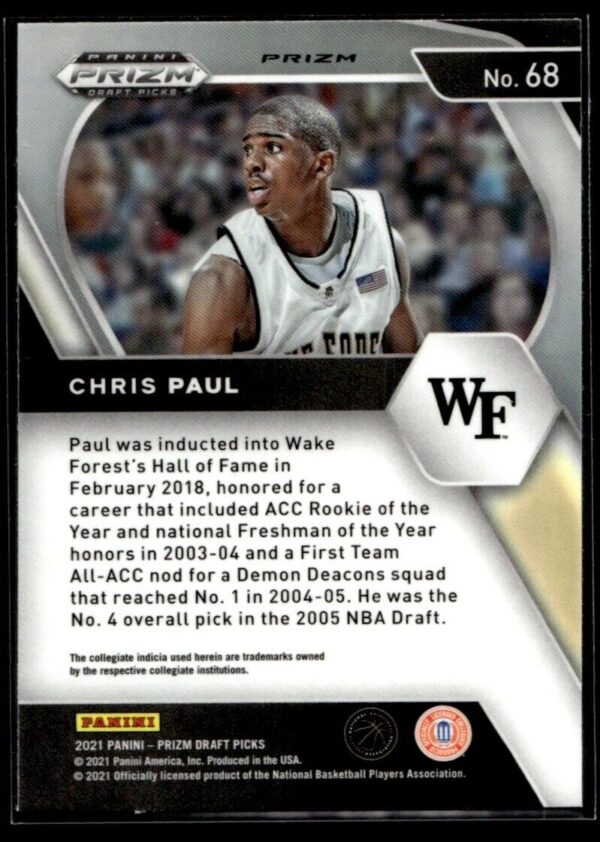 2021 Panini Prizm Draft Picks Wake Forest Demon Deacons #68 Chris Paul Orange Cr