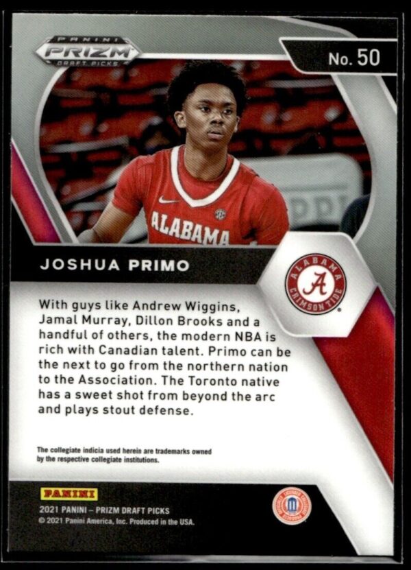 2021 Panini Prizm Draft Picks Alabama Crimson Tide #50 Joshua Primo RC Rookie