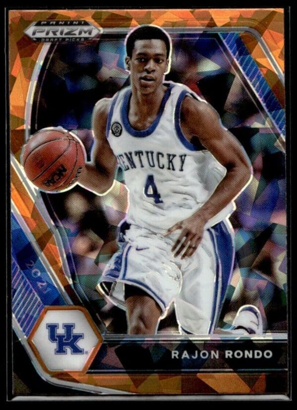 _10 2021 Panini Prizm Draft Picks Kentucky Wildcats #97 Rajon Rondo Orange Cracked I