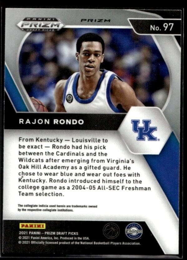 _10 2021 Panini Prizm Draft Picks Kentucky Wildcats #97 Rajon Rondo Orange Cracked I