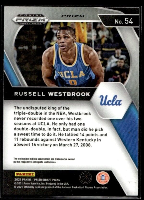 2021 Panini Prizm Draft Picks UCLA Bruins #54 Russell Westbrook Orange Cracked I