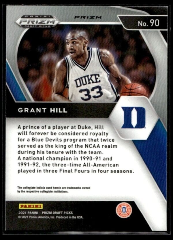 2021 Panini Prizm Draft Picks Duke Blue Devils #90 Grant Hill Orange Cracked Ice