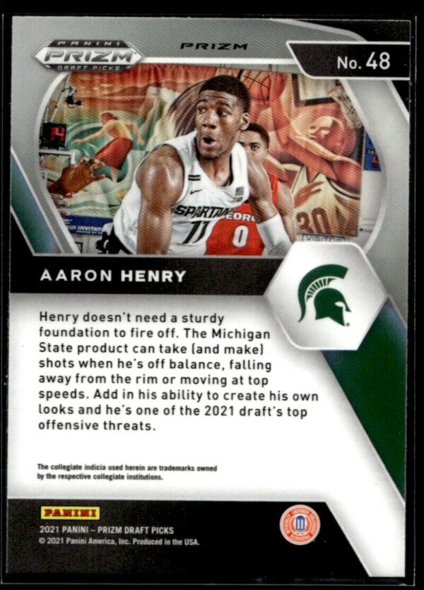 2021 Panini Prizm Draft Picks Michigan State Spartans #48 Aaron Henry RC Rookie