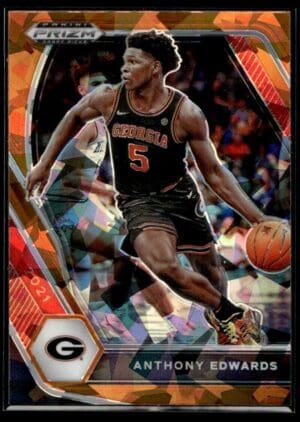 2021 Panini Prizm Draft Picks Georgia Bulldogs #65 Anthony Edwards Orange Cracke