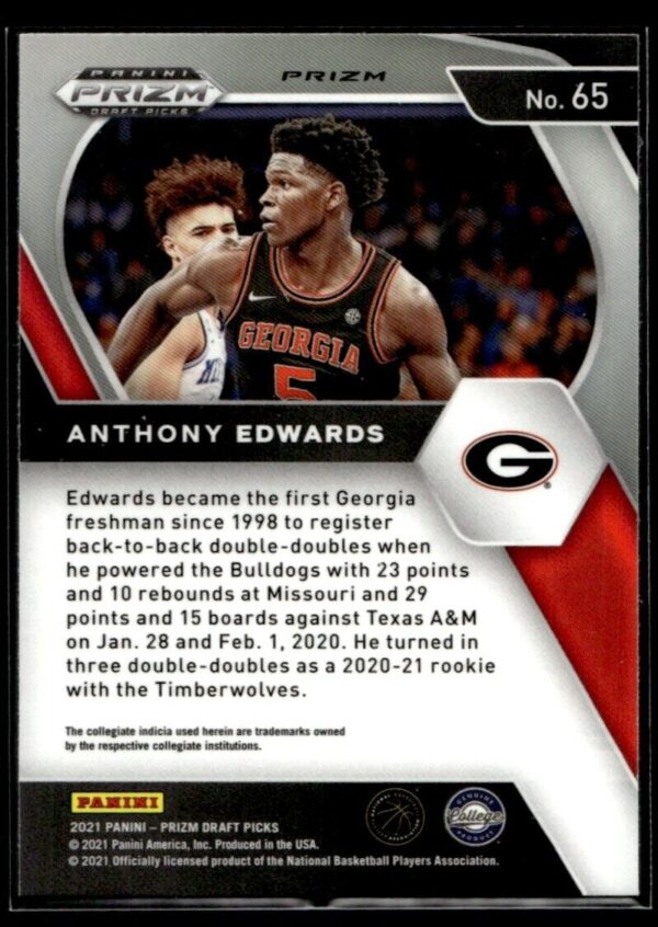 _10 2021 Panini Prizm Draft Picks Georgia Bulldogs #65 Anthony Edwards Orange Cracke