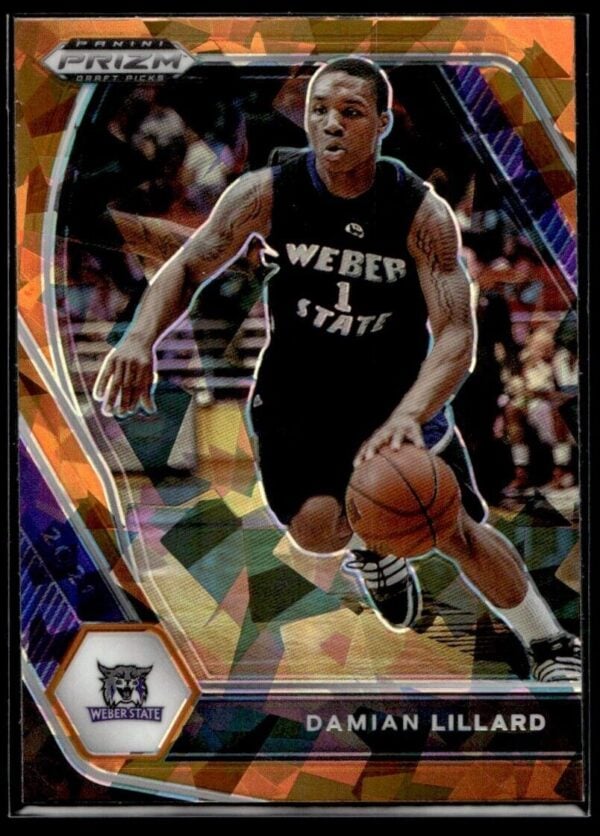 _10 2021 Panini Prizm Draft Picks Weber State Wildcats #83 Damian Lillard Orange Cra