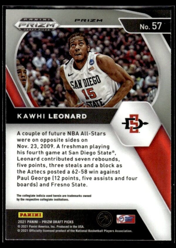 2021 Prizm Draft Picks San Diego State Aztecs #57 Kawhi Leonard Green Prizm