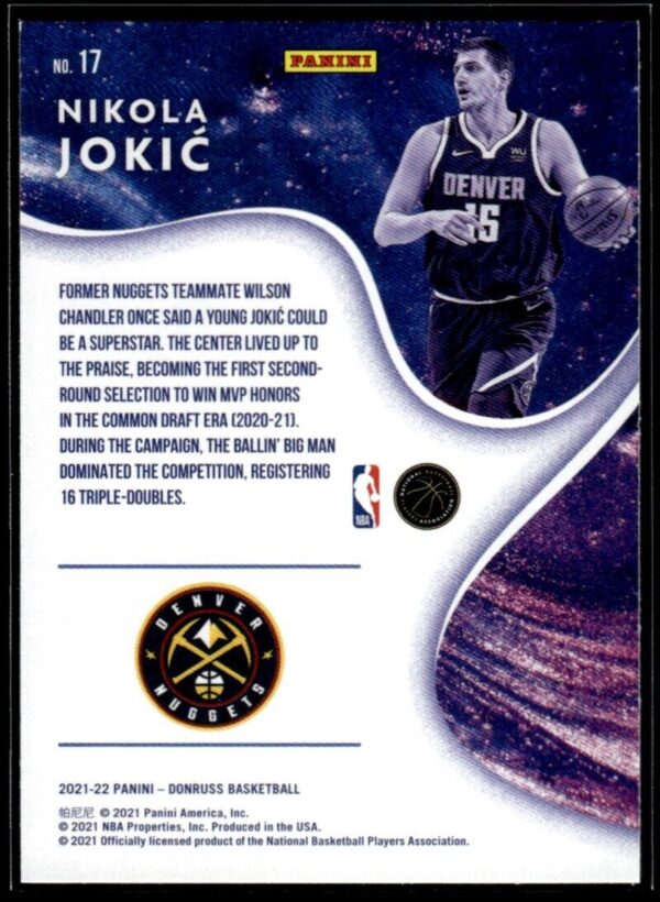 2021 Donruss Complete Players Denver Nuggets #17 Nikola Jokic
