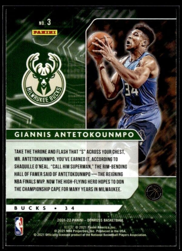 2021 Donruss Power in the Paint Milwaukee Bucks #3 Giannis Antetokounmpo
