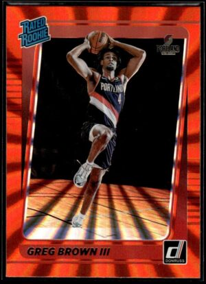 _10 2021 Donruss Portland Trail Blazers #245 Greg Brown III RC Rookie Orange Holo La