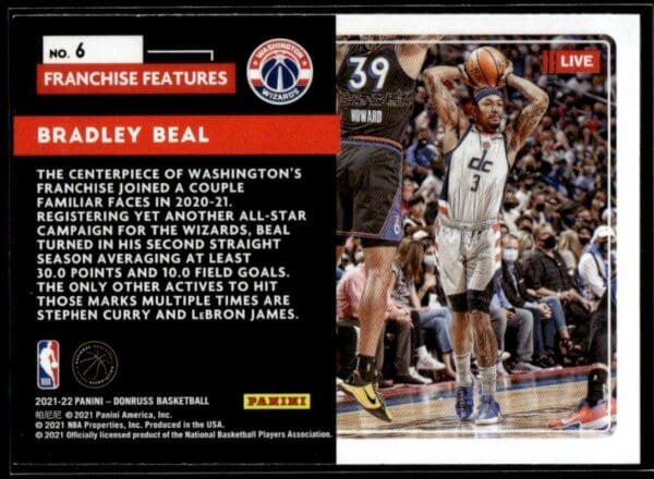 2021 Donruss Franchise Features Washington Wizards #16 Bradley Beal