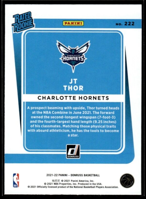 2021 Donruss Charlotte Hornets #222 JT Thor RC Rookie Orange Holo Laser