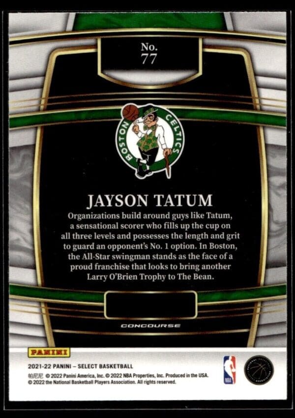 2021 Panini Select Boston Celtics #77 Jayson Tatum