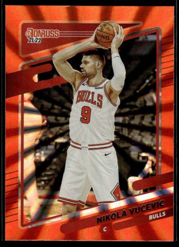 2021 Donruss Chicago Bulls #155 Nikola Vucevic Orange Holo Laser