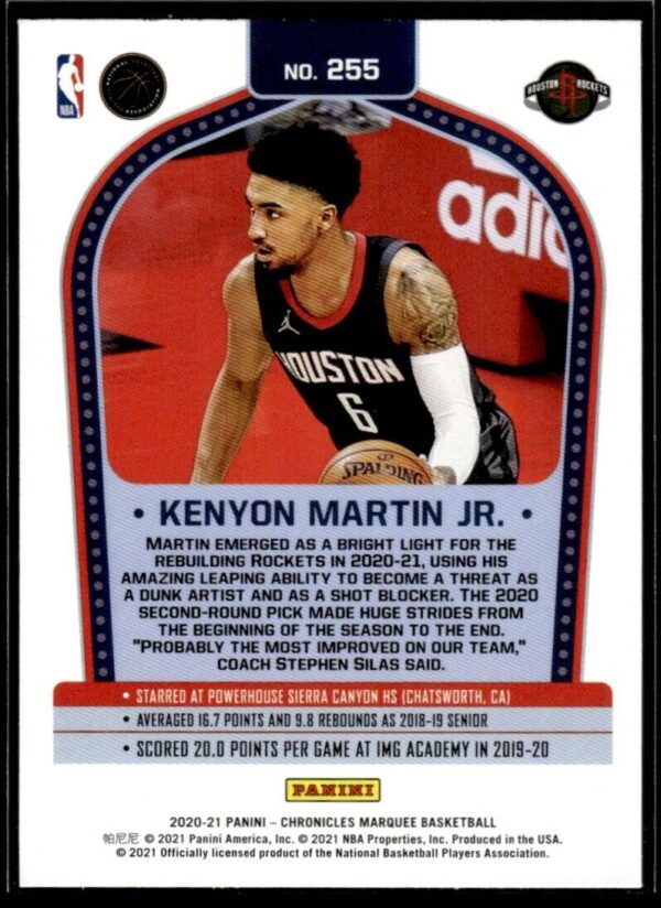 2020 Panini Chronicles Marquee Houston Rockets #255 Kenyon Martin Jr. RC Rookie