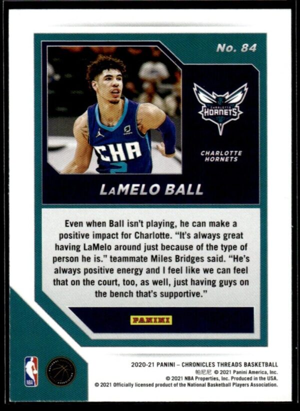 2020 Panini Chronicles Threads Charlotte Hornets #84 LaMelo Ball