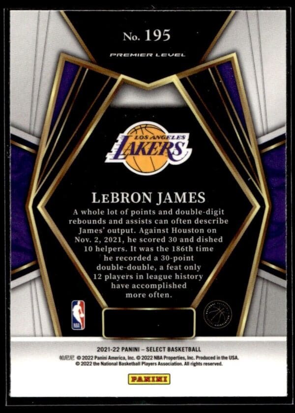 2021 Panini Select Los Angeles Lakers #195 LeBron James