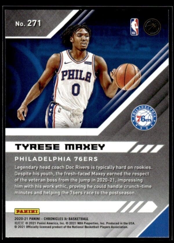 2020 Panini Chronicles Philadelphia 76ers #271 Tyrese Maxey RC Rookie