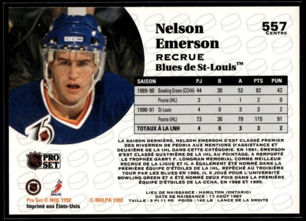 1991 Pro Set St. Louis Blues #557 Nelson Emerson