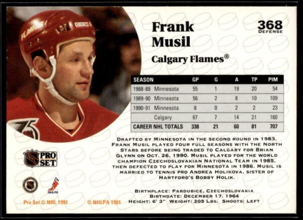 _10 1991 Pro Set Calgary Flames #368 Frank Musil