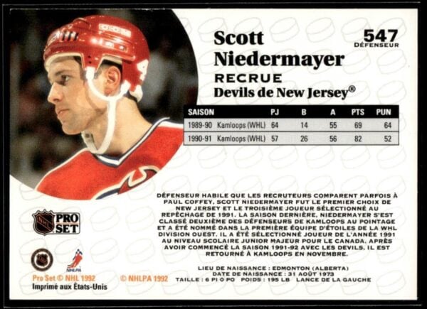 1991 Pro Set New Jersey Devils #547 Scott Niedermayer