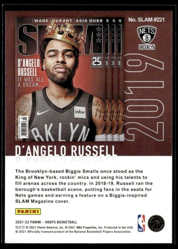 2021 Hoops SLAM Brooklyn Nets #SLAM #221 D'Angelo Russell