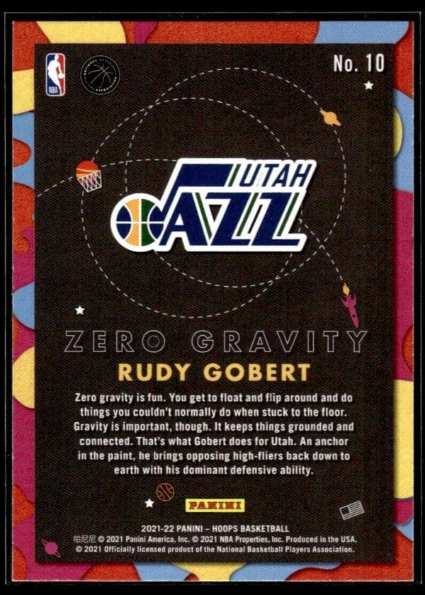 2021 Hoops Zero Gravity Utah Jazz #10 Rudy Gobert Holo