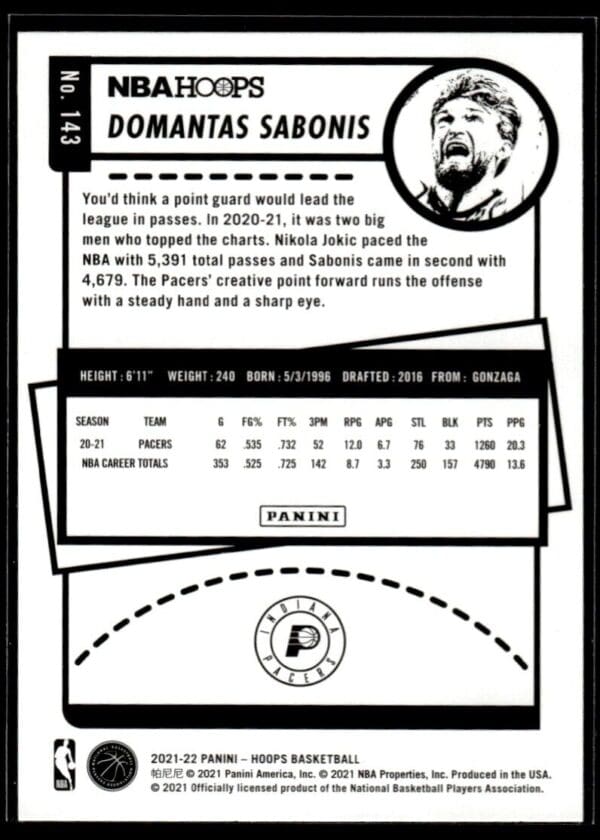 _10 2021 Hoops Indiana Pacers #143 Domantas Sabonis Purple