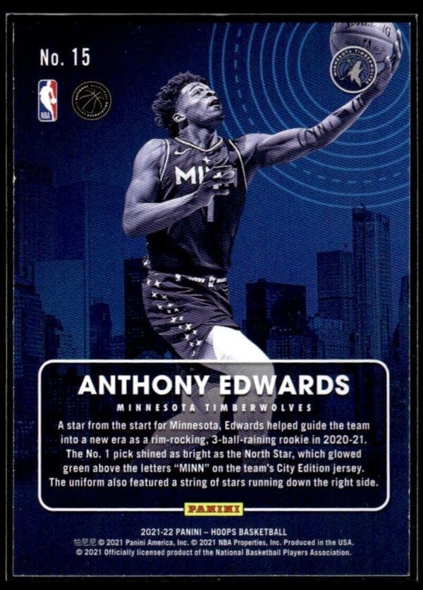2021 Hoops City Edition Minnesota Timberwolves #15 Anthony Edwards