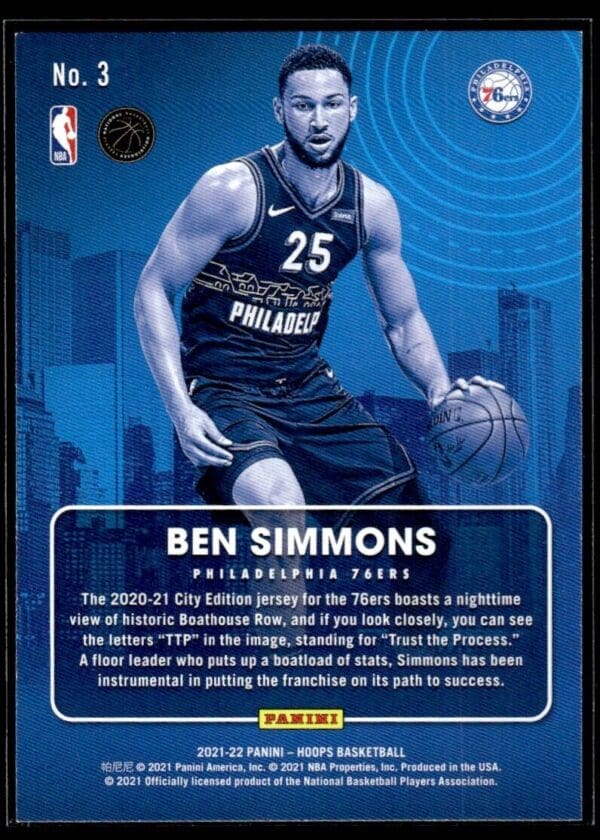 2021 Hoops City Edition Philadelphia 76ers #3 Ben Simmons