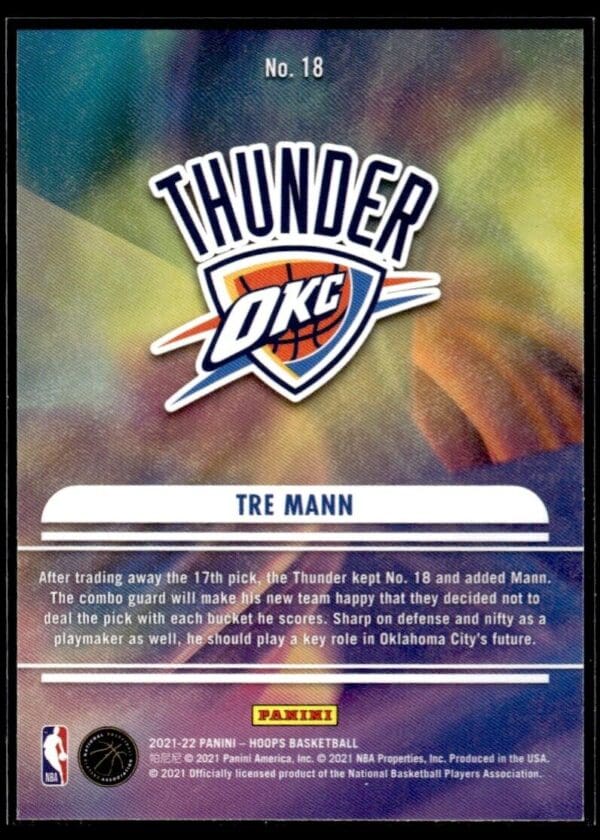 _10 2021 Hoops We Got Next Oklahoma City Thunder #18 Tre Mann RC Rookie
