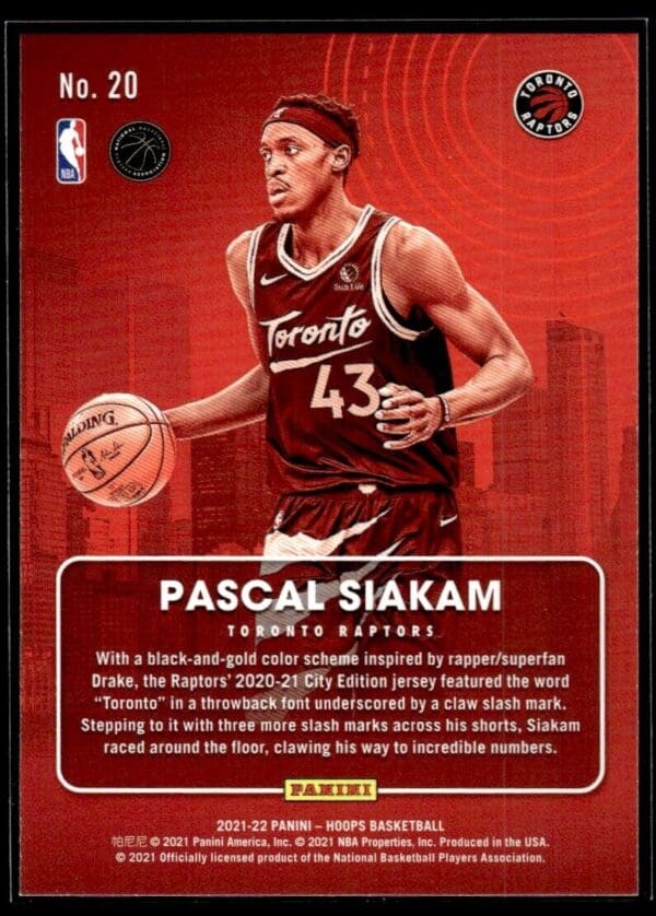 2021 Hoops City Edition Toronto Raptors #20 Pascal Siakam