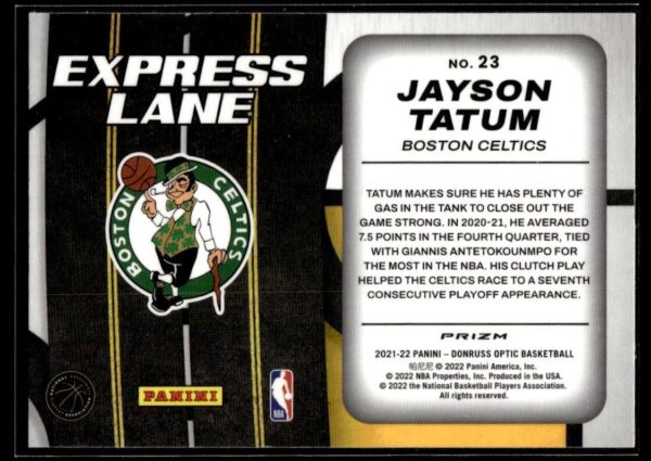 _10 2021 Donruss Optic Express Lane Boston Celtics #23 Jayson Tatum Holo