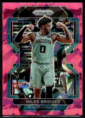 2021-22 Panini Prizm Miles Bridges Charlotte Hornets #132 Pink Cracked Ice