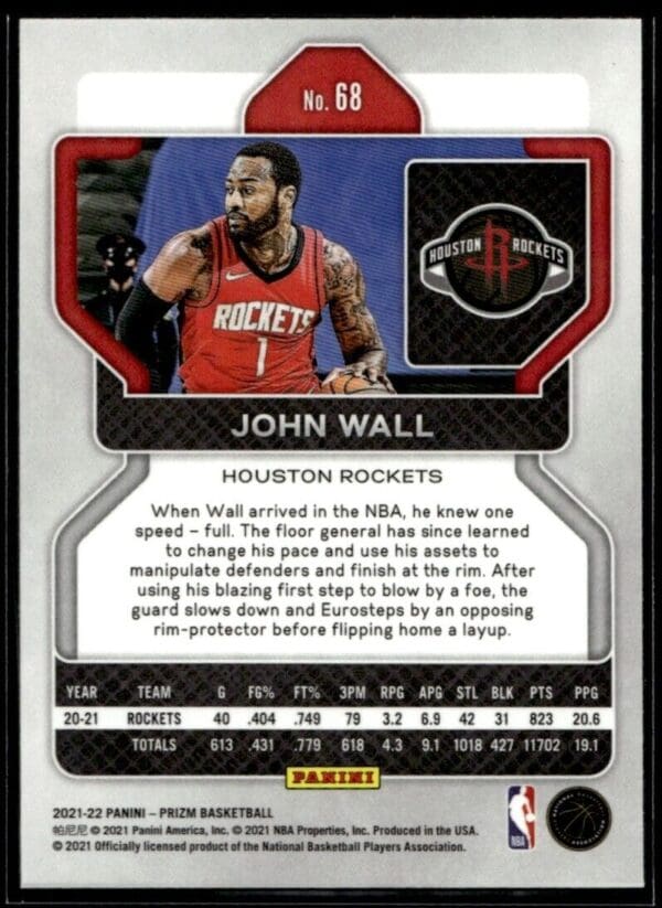 2021-22 Panini Prizm John Wall Houston Rockets #68